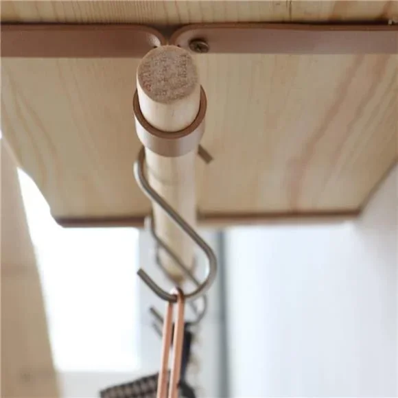 Wall Wood Floating Shelves, PU Leather Strap Storage Shelves, Set of 2 - Picture 2 of 7